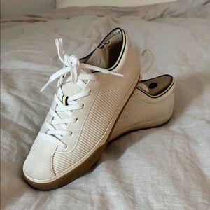 Rothy's Cream Knit Sneakers with Tan Sole